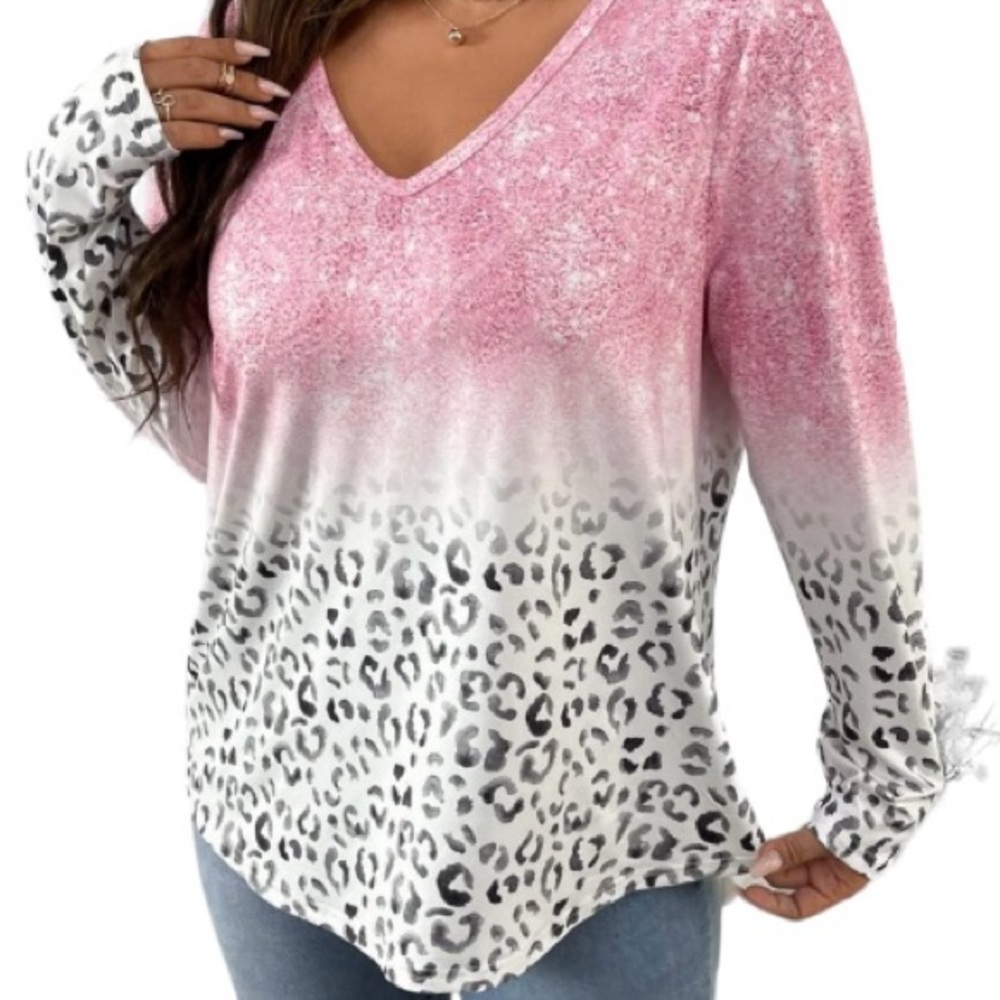 Plus Leopard Print Ombre Tee
